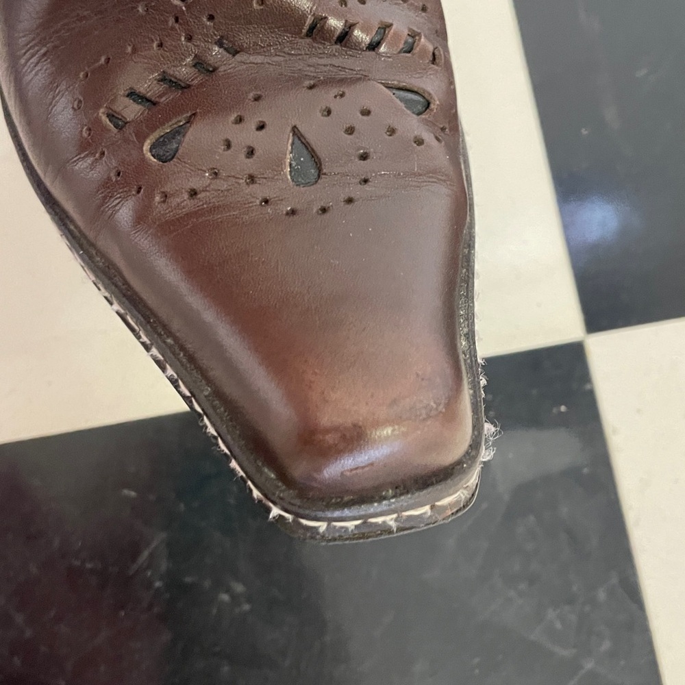 Gianni Bini Western Boot Square Toe Cut Out Mules 6 Brown Cowgirl Nashville - Picture 4 of 7